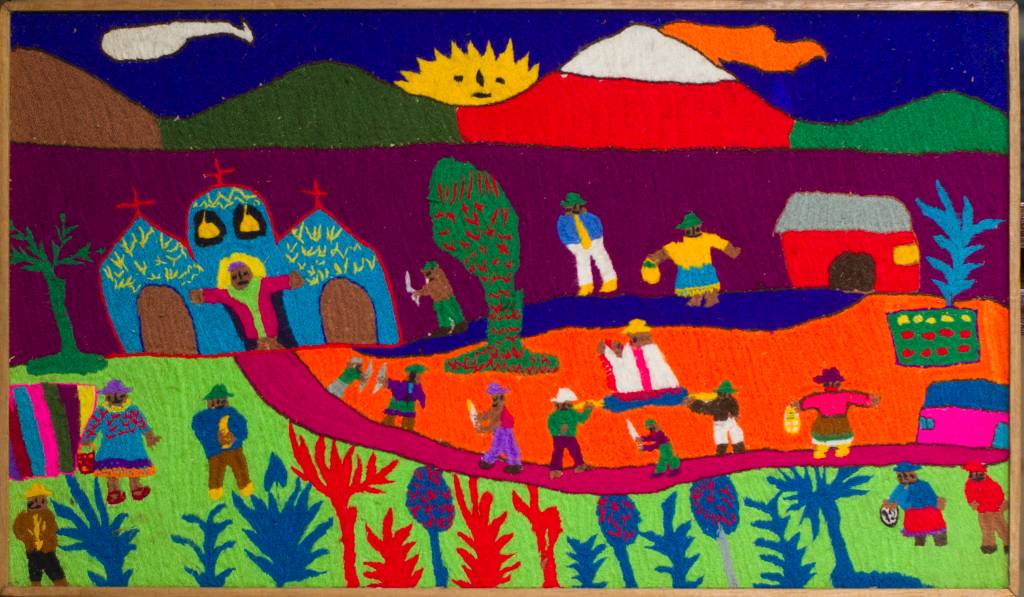 Ana Nepas. Procissão de São Pedro, 1990. bordado em lã sobre eucatex. Equador. créditos Pedro Bomfim Fontoura (1) Ana Nepas, Procissão de São Perdo, 1990, Equador, bordado em lã sobre eucatex.