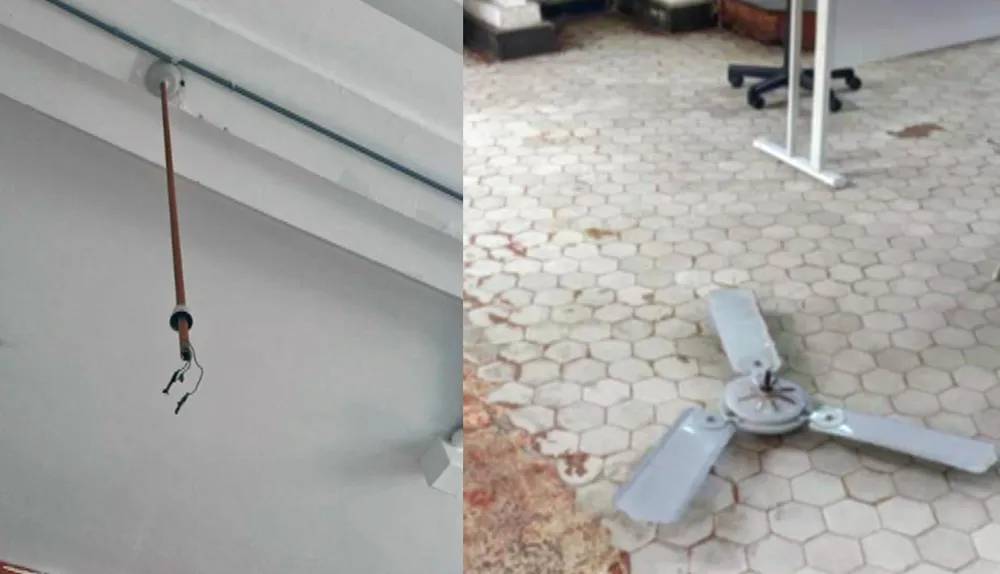 Alunos da UFRJ relatam desabamento de teto e até de ventilador em prédio