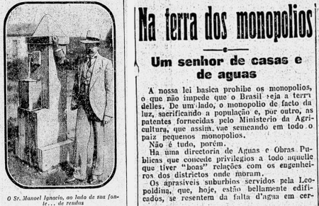 Na Brás de Pina do início do século XX, a criminosa privatização da água