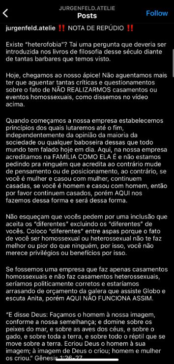 Empresa de convites de casamento comete homofobia