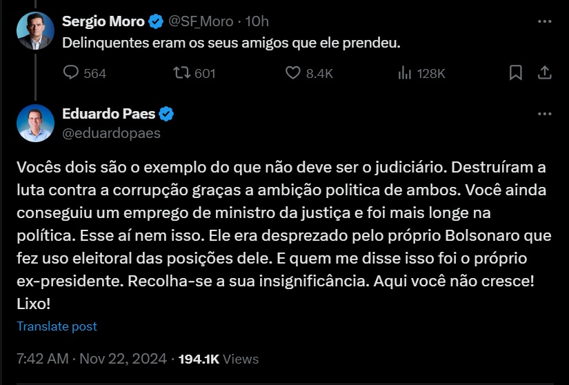 Guerra de tuítes discussao-virtual-eduardo-paes-sergio-moro
