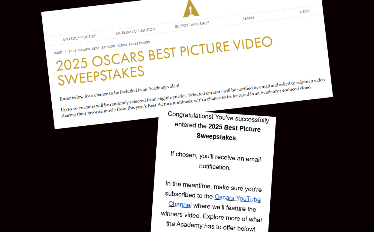 Oscar cria inscrição para público enviar vídeos sobre seus prediletos