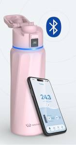 Dose dupla: garrafa de água com lembrete e rastreador. WaterH, Amazon.com.br. (R$ 572,32)