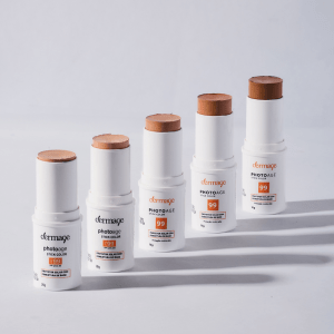Com filtro: Protetor solar em bastão FPS 99 disponível em cinco cores, na Dermage (R$ 159,90)