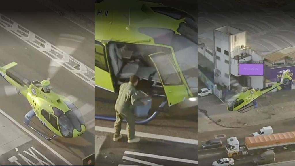 Emocionante! Helicóptero pousa na Avenida Brasil para transplante de órgãos