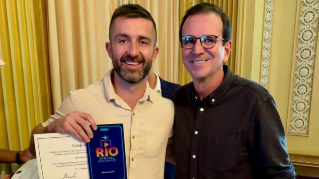 nick-no-brasil Honraria carioca: o influenciador Nick Whincup foi reconhecido com o selo Rio Digital Influencer 2025.