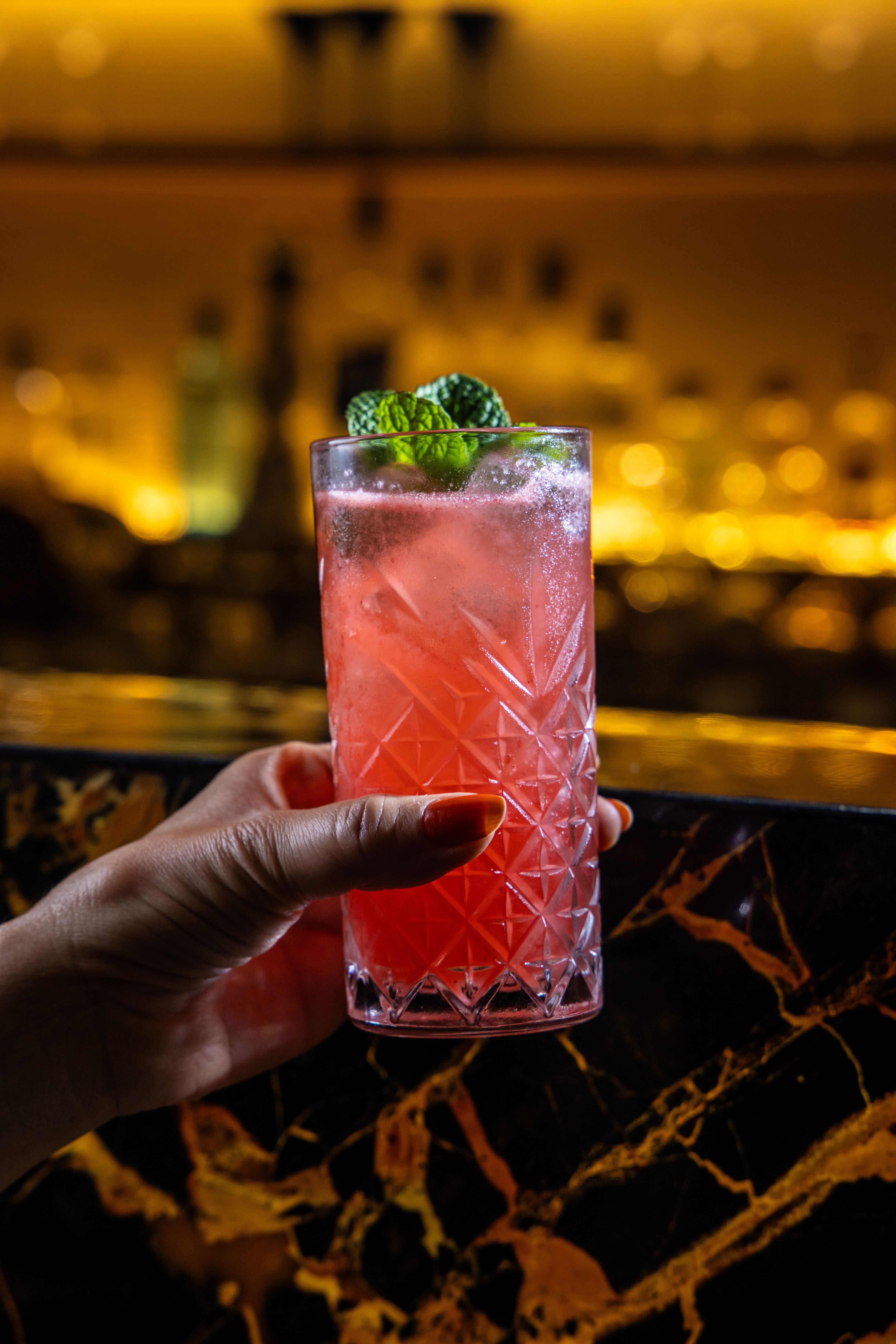 Pato: frutas vermelhas, gengibre, lim&atilde;o e &aacute;gua com g&aacute;s