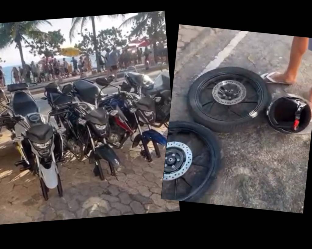 Carioquices: uma moto sem uma roda estacionada na orla? Normal… (Vídeo)