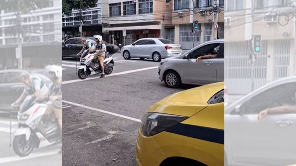 Gesto generoso! Lutador atravessa rua de moto para ajudar idoso