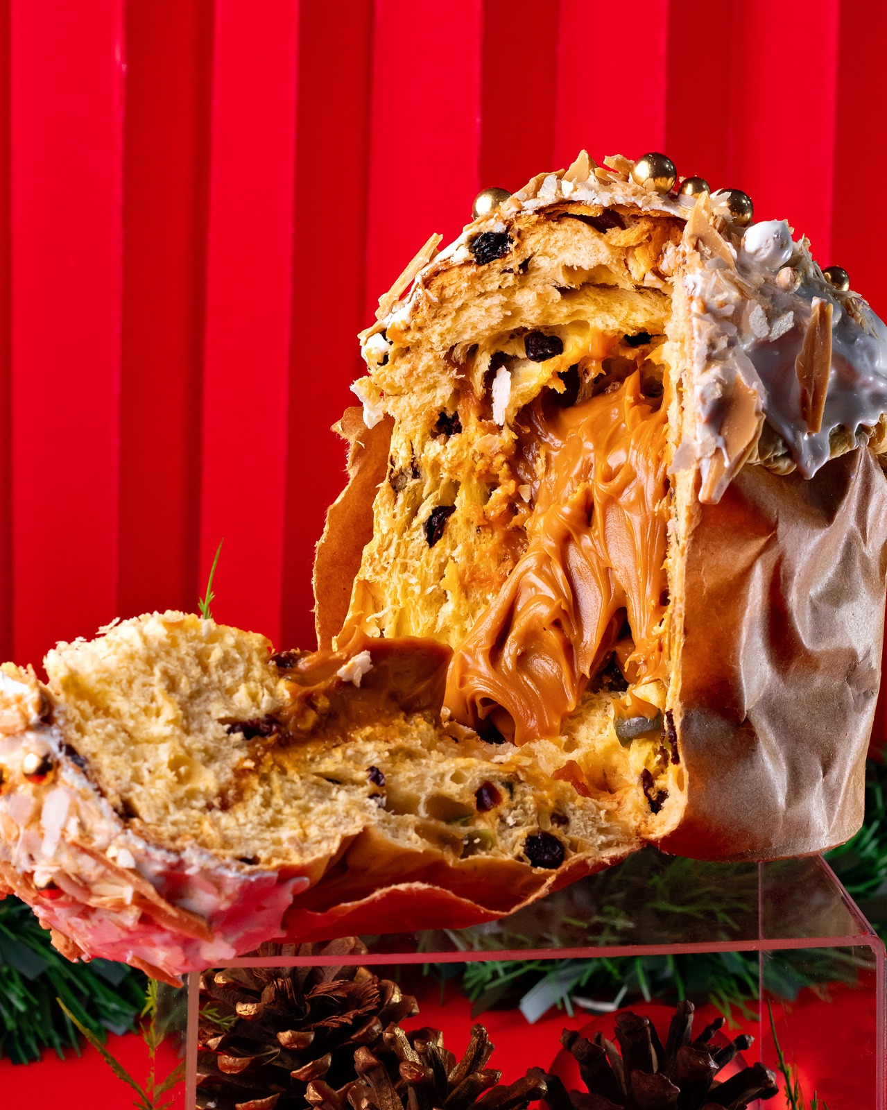 Panetone com recheio de doce de leite da Louzieh