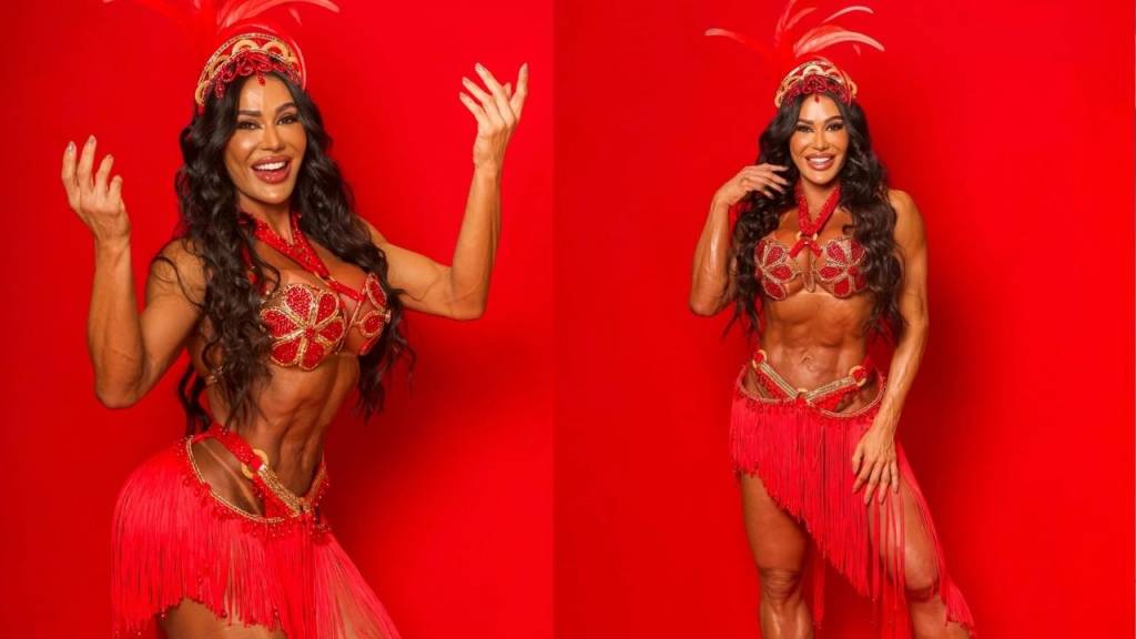 Com lesão no joelho, Gracyanne Barbosa usa tênis em ensaio da União da Ilha