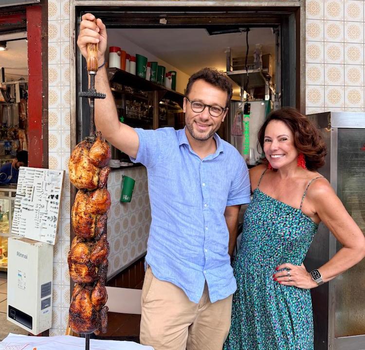 Renata Araújo e o chef Thomas Troisgros no Tijolada