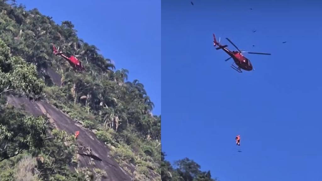 Montanhista é resgatado por helicóptero após se ferir em escalada