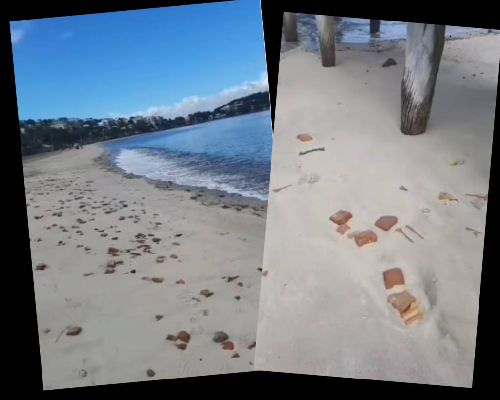  Maré baixa expõe tijolos de olaria do século 19 na Ilha do Governador  