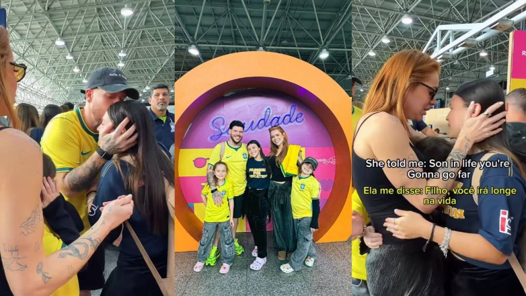 A emoção do cantor Ferrugem ao se despedir da filha que fará intercâmbio