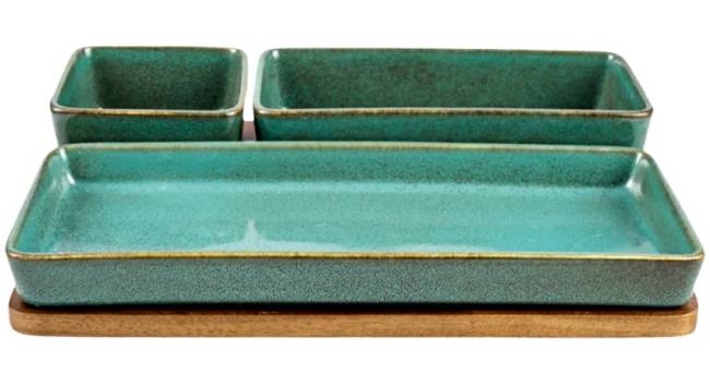 R$ 256,40 Petisqueira com tr&ecirc;s divis&otilde;es. Madel Home, madelhome.com.br.