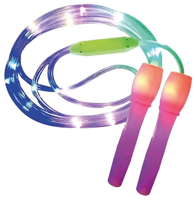 R$ 34,00 Corda de pular com luzes de LED. Toy King, mercadolivre.com.br.